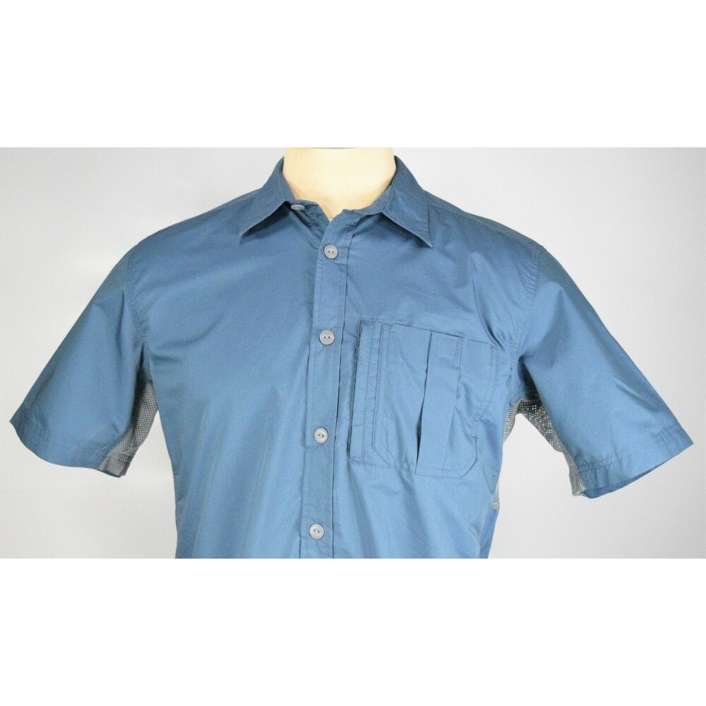 Northwest Territory Men's Size M Blue Fishing Button Front Vented Safari Shirt - Picture 10 of 12